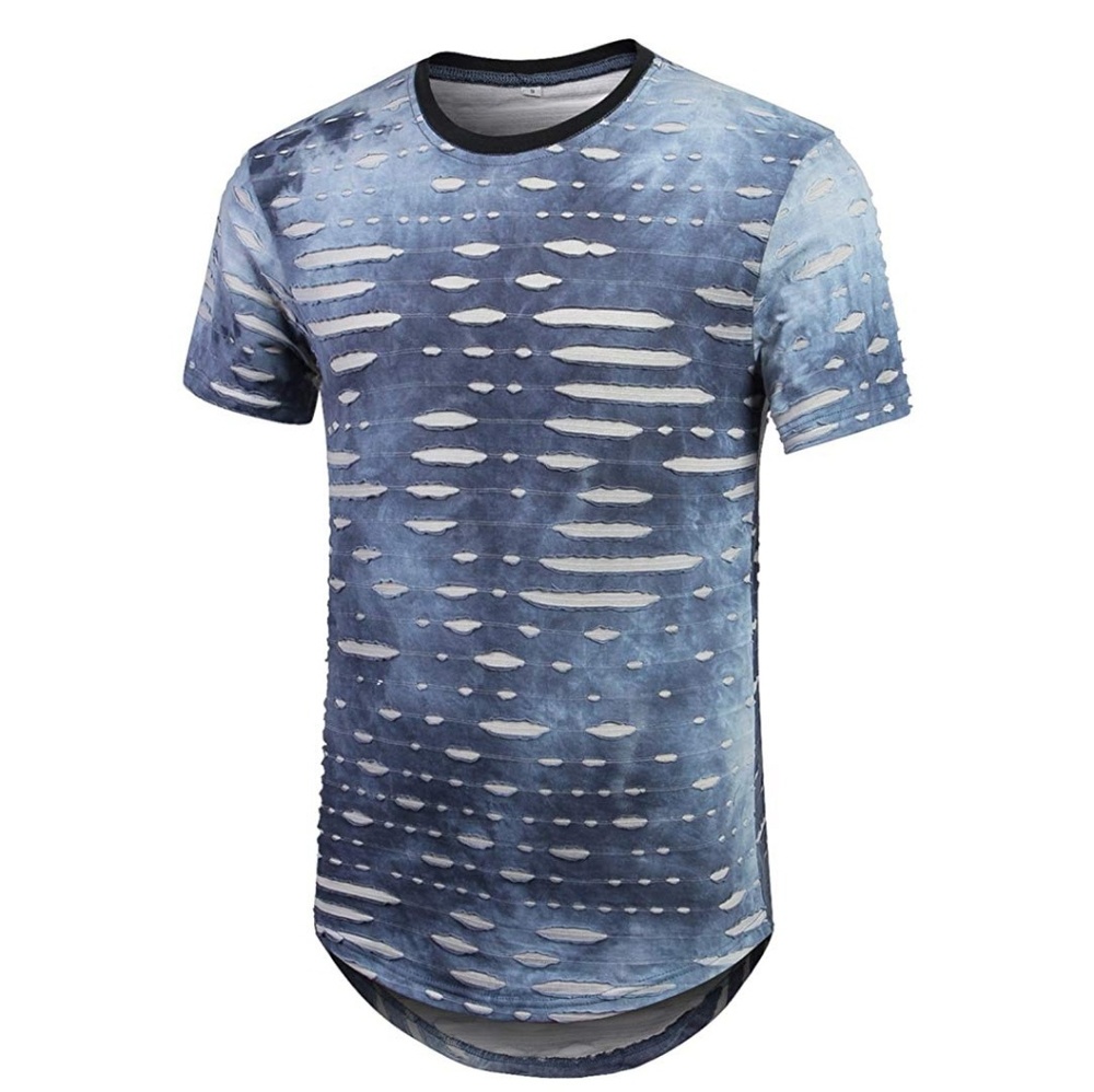 Men's Hip Hop Tie-Dyed Ripped Short Sleeve Tee
